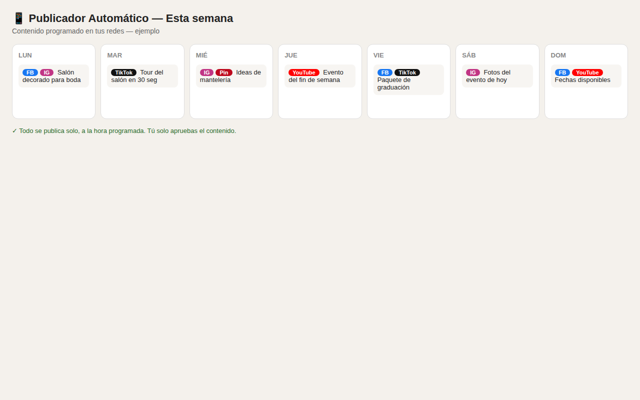 Ejemplo de calendario de publicaciones